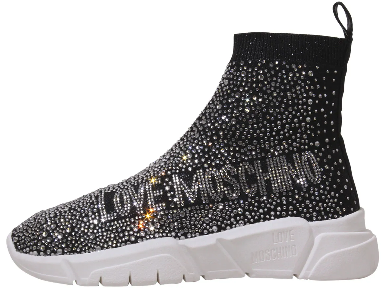 Love Moschino Women's Sneakers Rhinestone High Top Black Sz: 6