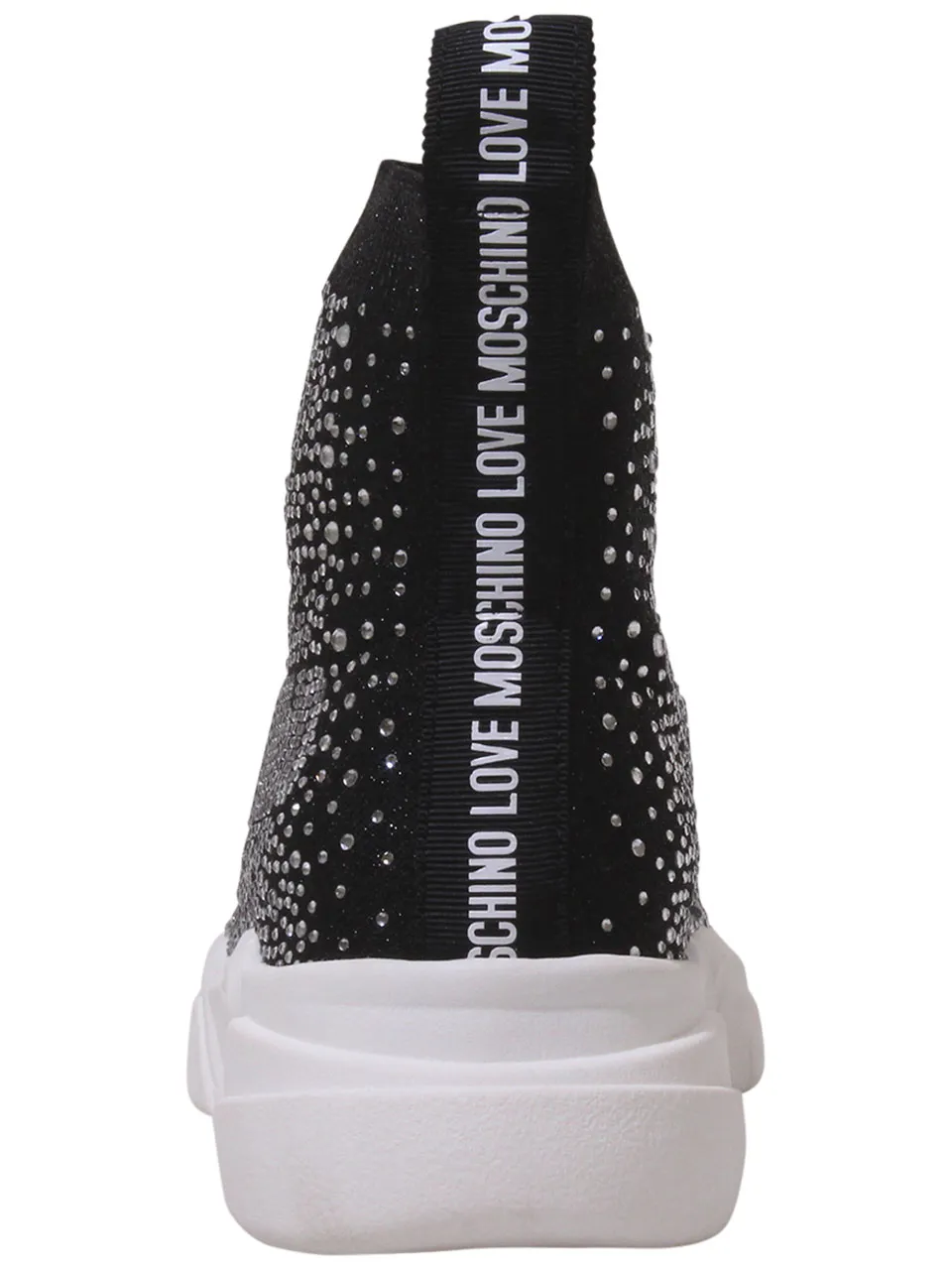 Love Moschino Women's Sneakers Rhinestone High Top Black Sz: 6