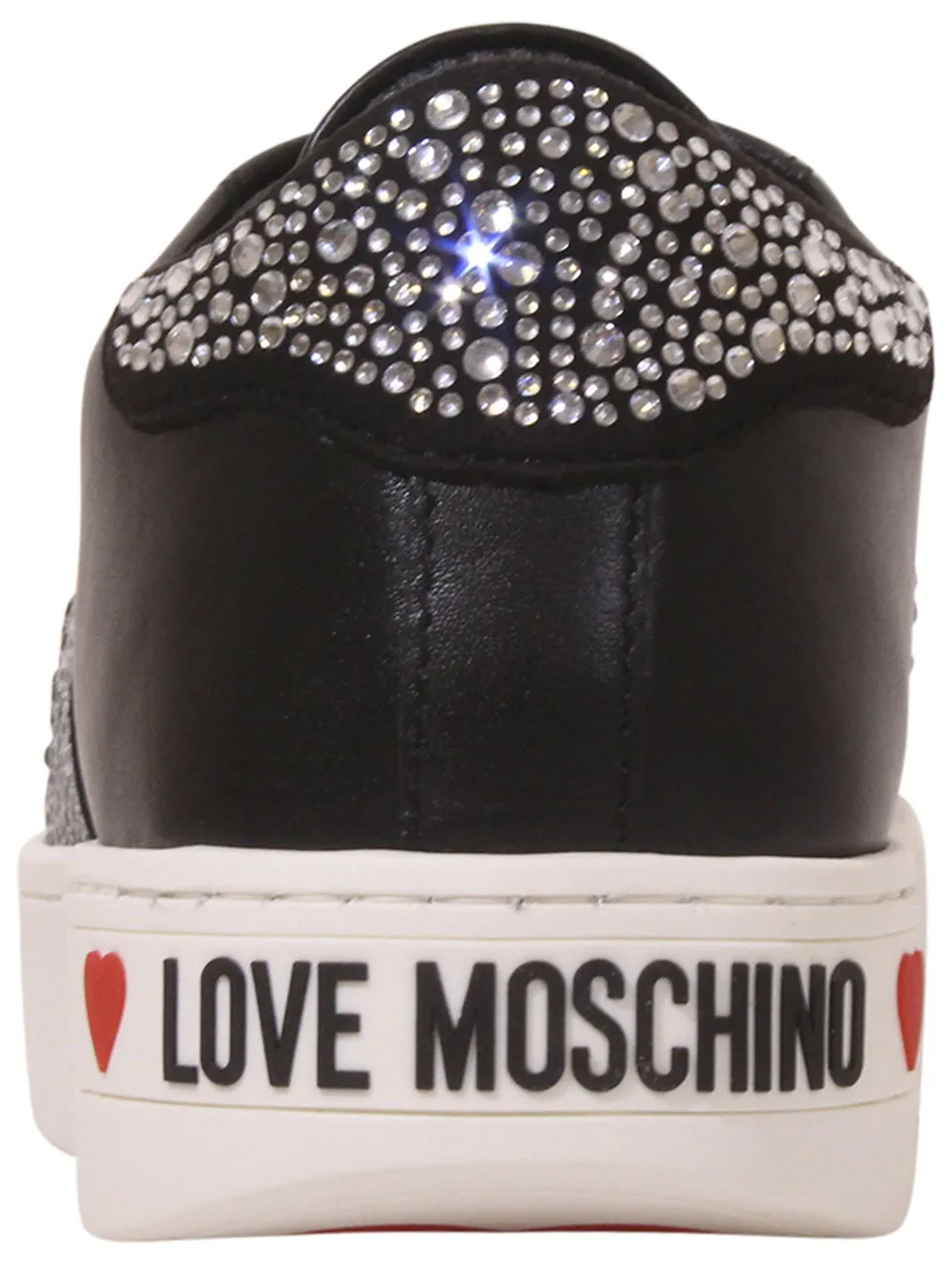 Love Moschino Women's Sneakers Rhinestone Logo Black Sz: 10