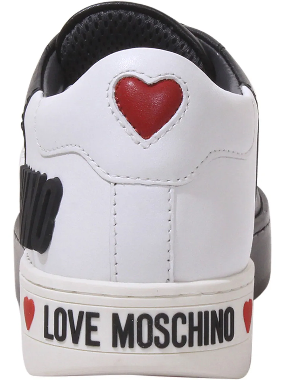 Love Moschino Women's Sneakers Rubberized Logo White/Black Sz: 10