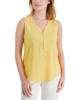 Macy's Ak Anne Klein Petite Zip Front V-Neck Sleeveless Top