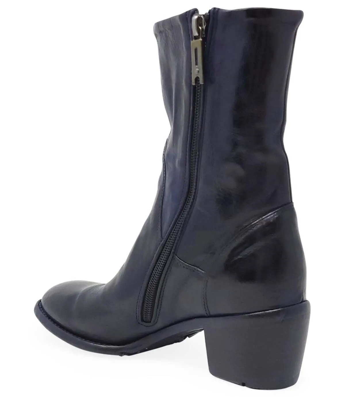 MADISON MAISON DK LEATHER MID CALF BOOT - NAVY 