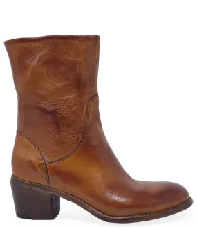 MADISON MAISON LEATHER MID CALF BOOT - BROWN 