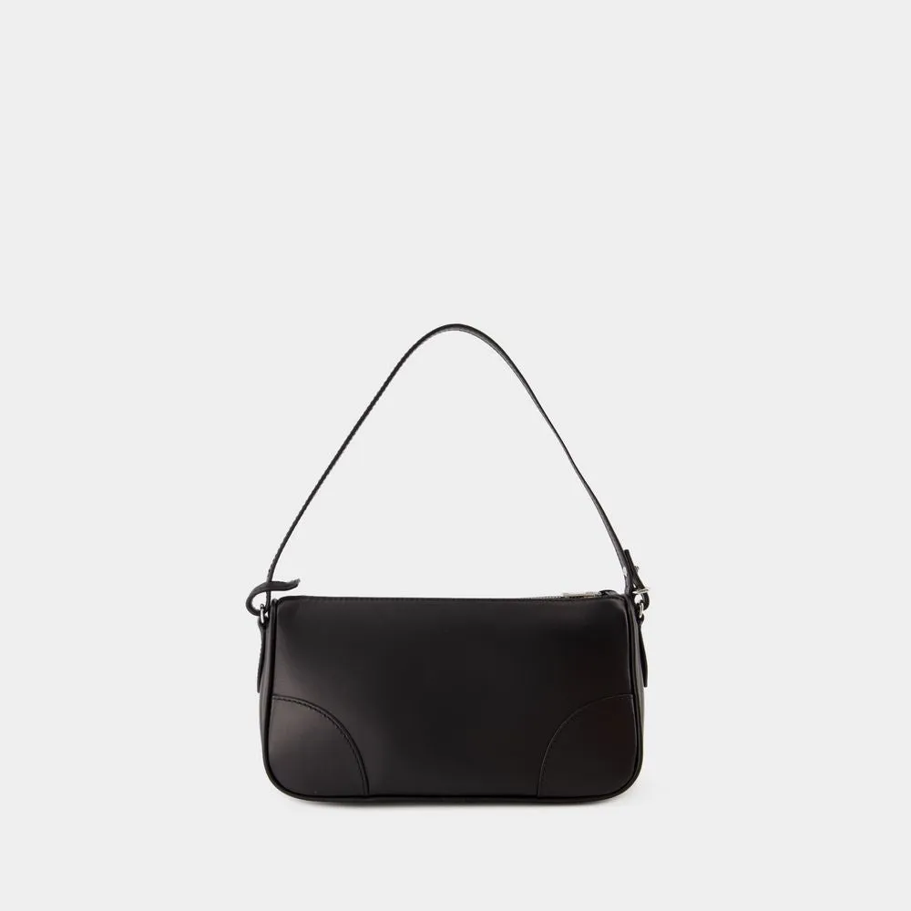 MAISON KITSUN Chic Black Leather Mini Baguette Shoulder Bag