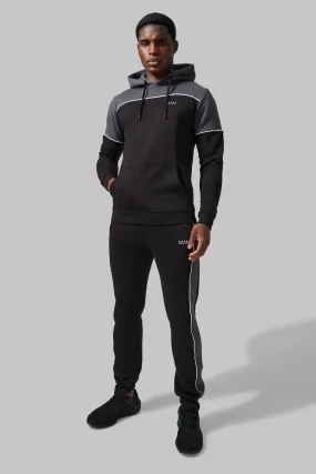 Man Active Colour Block Hooded Tracksuit | boohooMAN UK