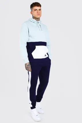 MAN Signature Colour Block Hooded Tracksuit | boohooMAN UK