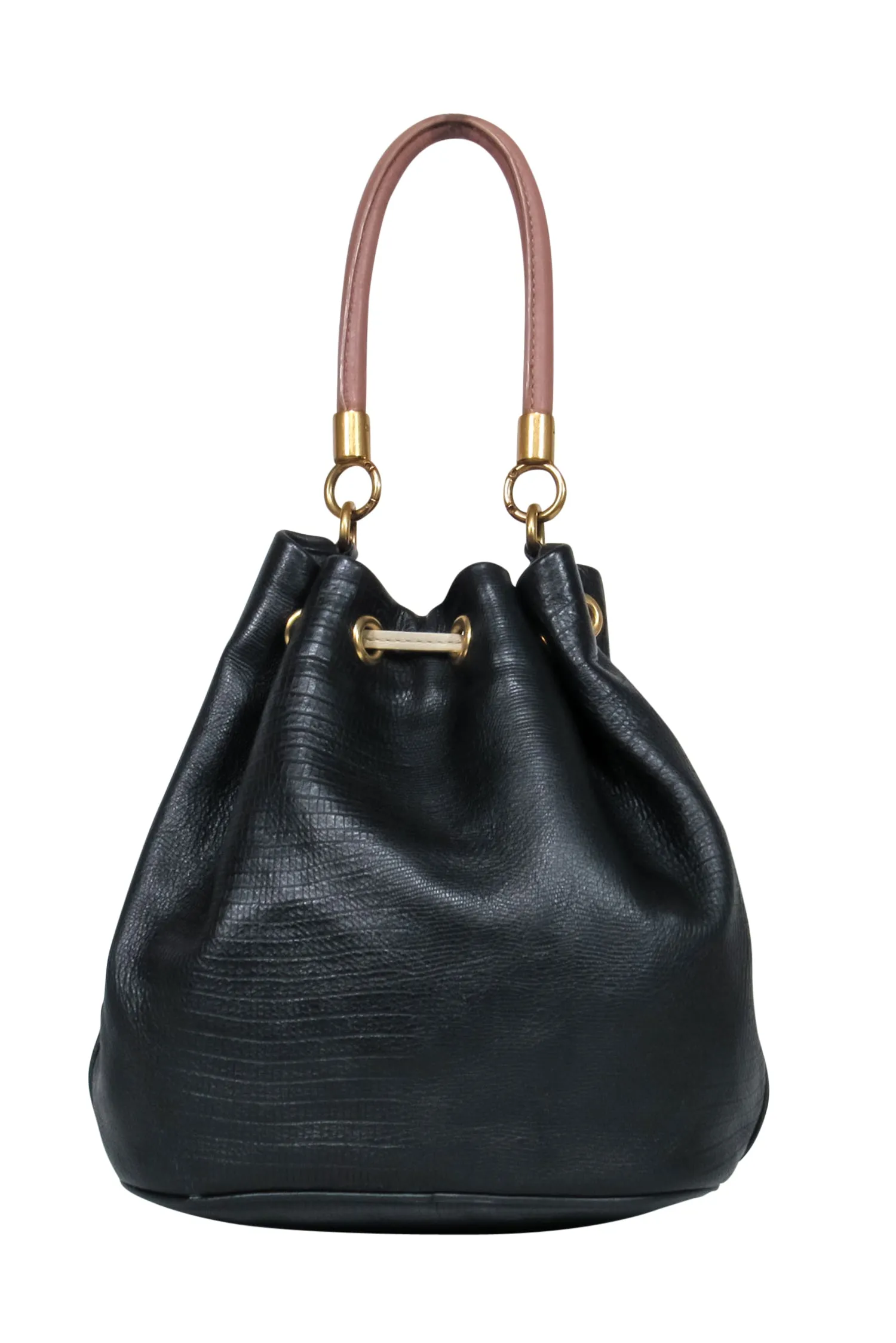 Marc by Marc Jacobs - Black Textured Leather Drawstring Bucket Bag