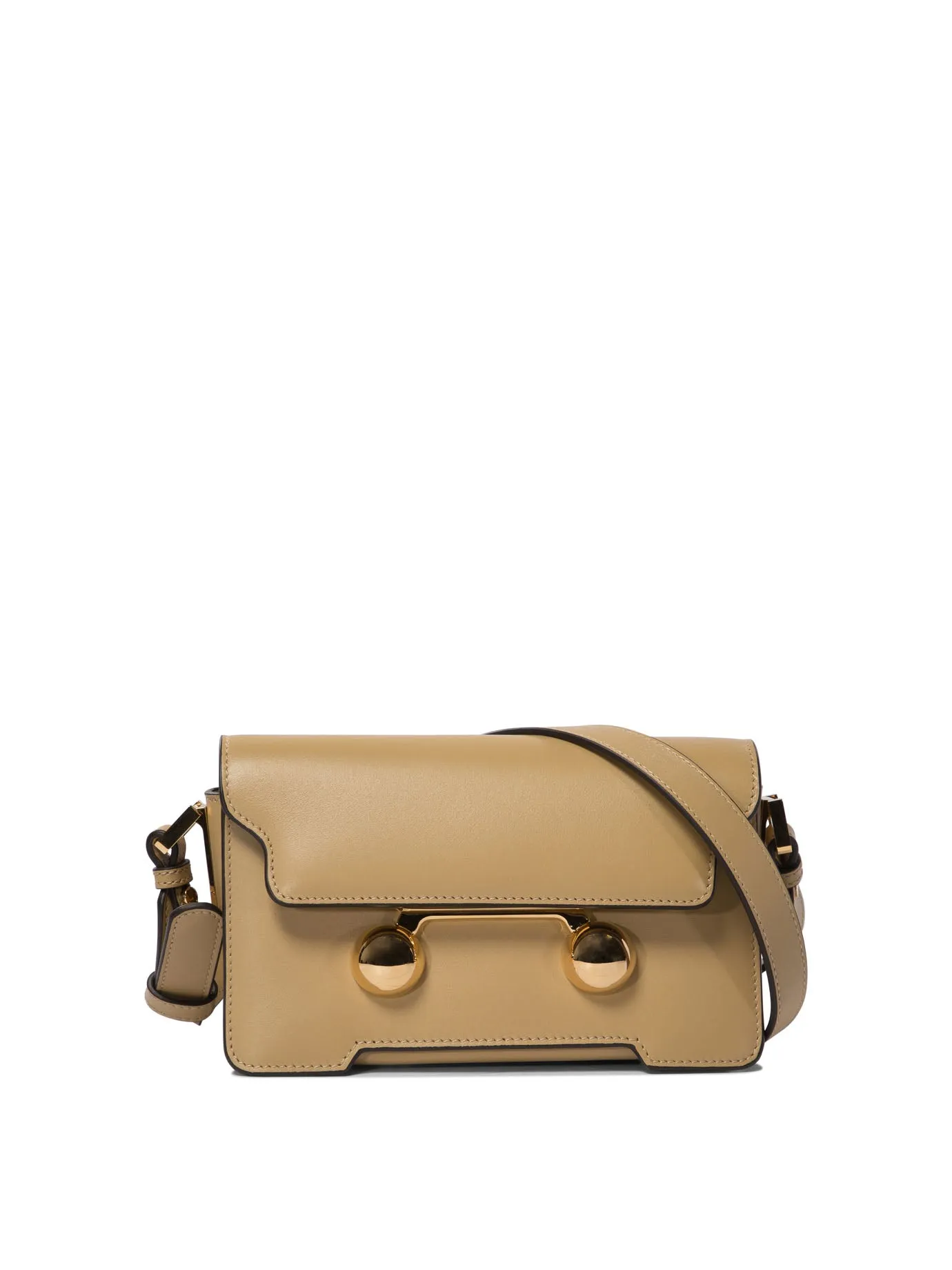 MARNI Trunkaroo Mini Leather Shoulder Bag in Beige