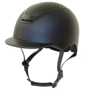 MATT HELMET CAP WITH GLOSSY ECO-LEATHER VISOR INSERT