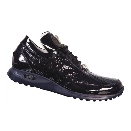 Mauri 8658 Ostrich & Patent Leather Sneakers Wonder Blue/Black (Special Order)