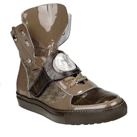 Mauri 8797 Baby Crocodile & Patent Leather Sneakers Taupe (Special Order)