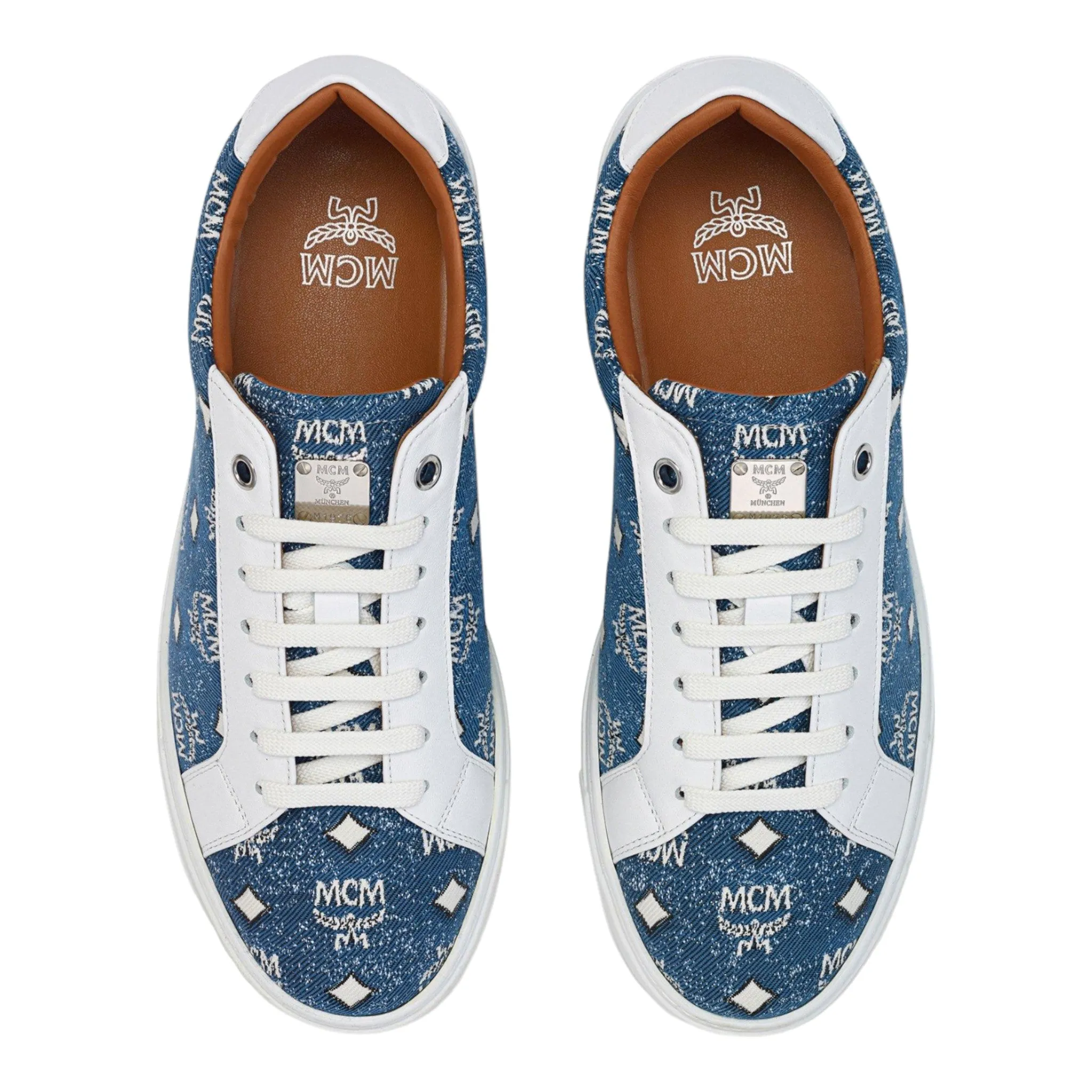 MCM Men's Terrain Lo Sneakers in Denim Jacquard