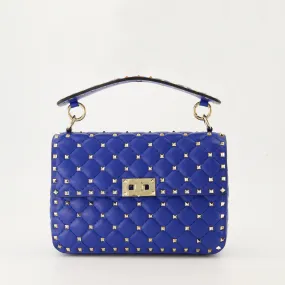 Medium Rockstud Spike Bag in Blue Nappa Leather