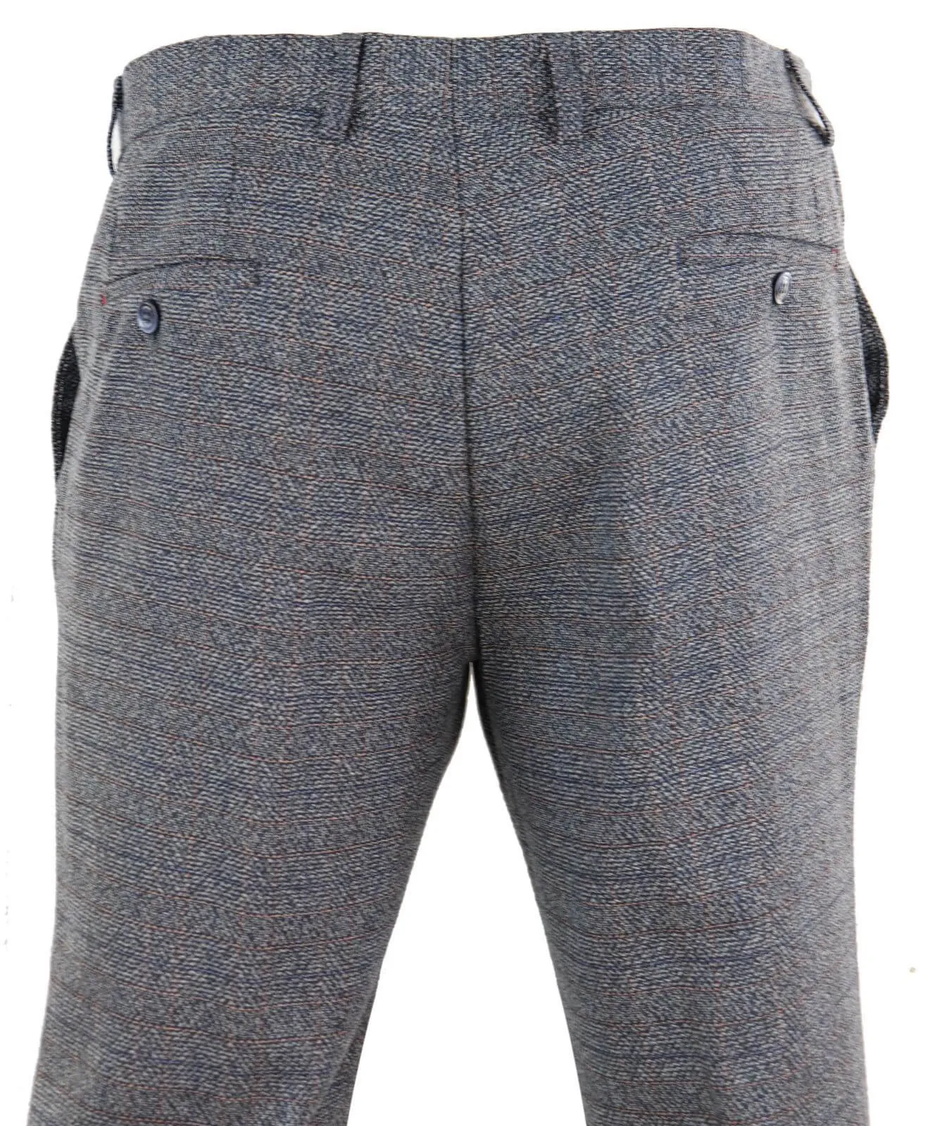 Mens Blue-Grey Checked Trousers - Cavani Burnaby