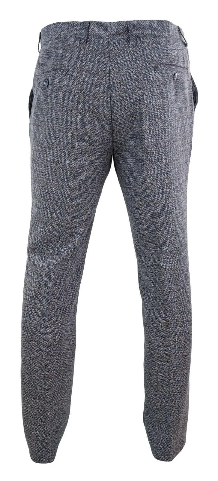 Mens Blue-Grey Checked Trousers - Cavani Burnaby