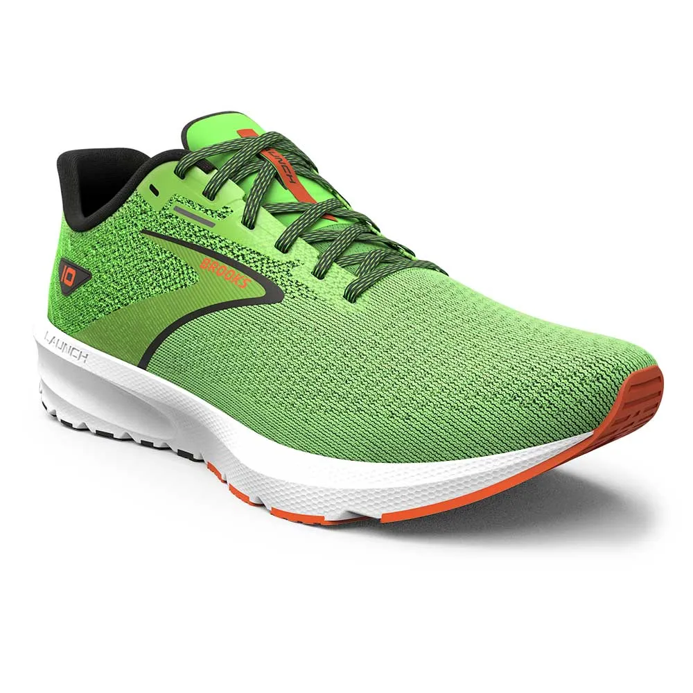 Men's Launch 10 Running Shoe - Green Gecko/Red Orange/White - Regular (D)