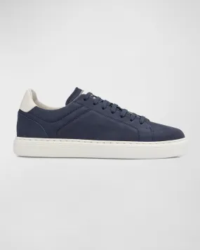 Men's Nubuck Calfskin Low-Top Sneakers