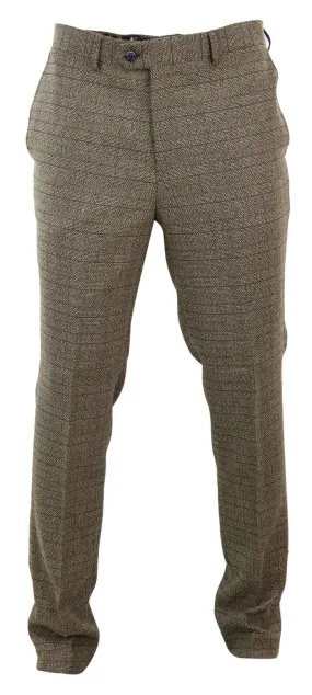 Mens Oak Brown Tweed Trousers