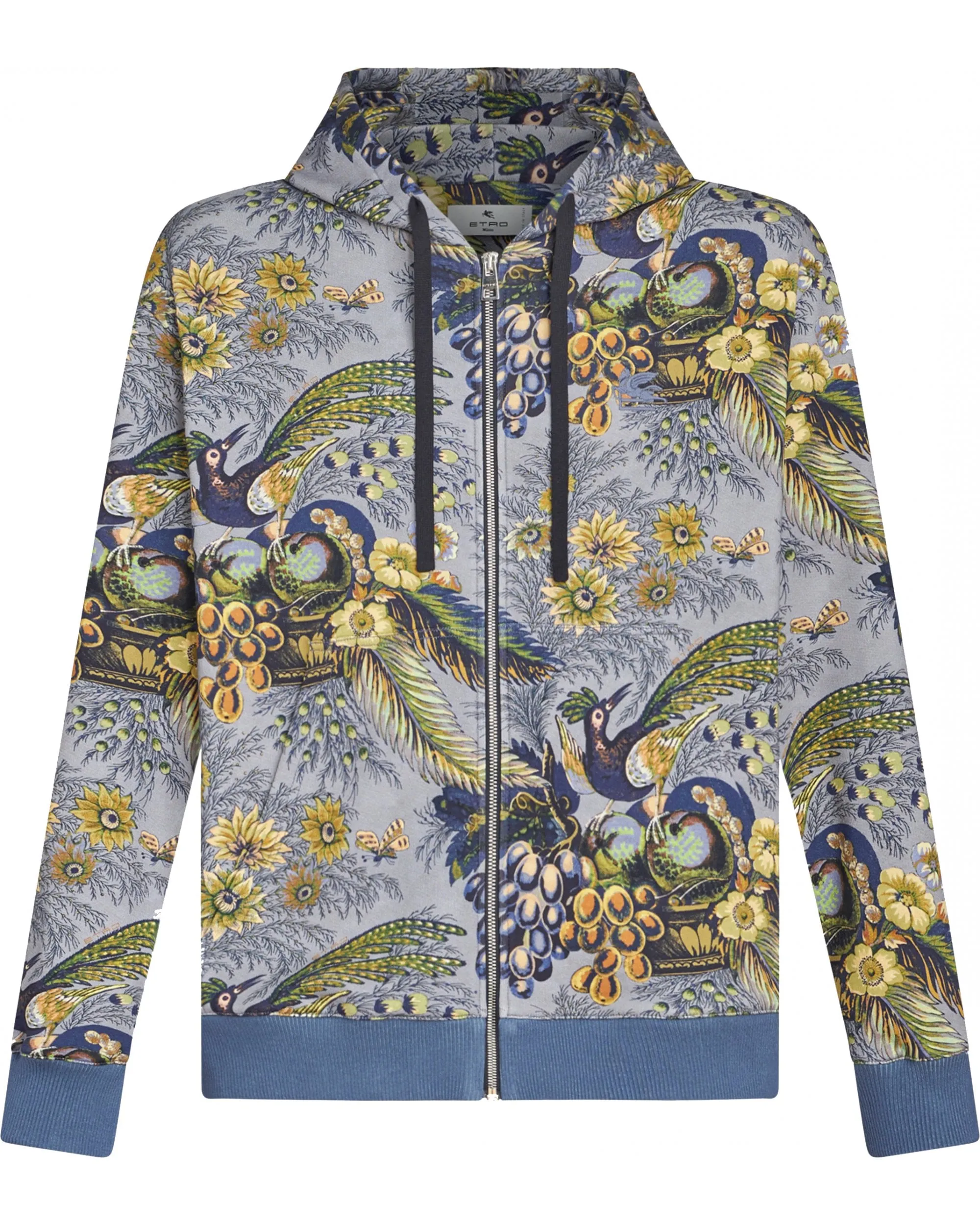 Mens Tropic & Birds Printo Hoodie Sky Blue