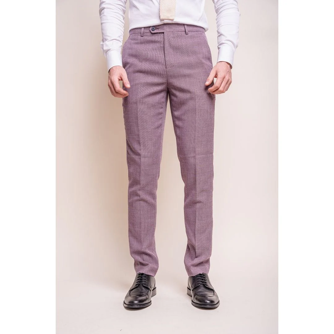 Miami - Men's Pink Crosshatch Summer Trousers