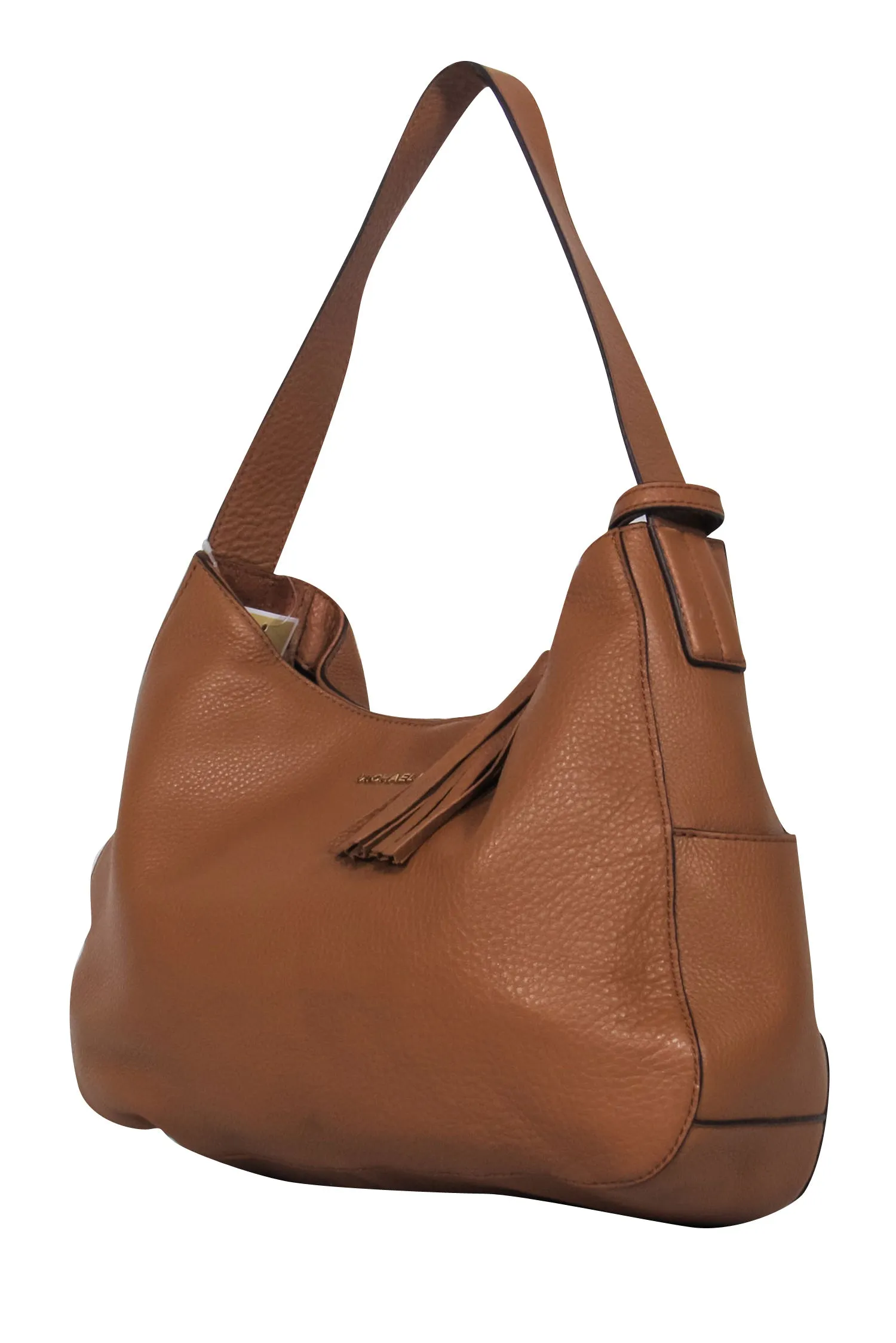 Michael Kors - Tan Pebbled Leather Hobo Bag w/ Fringe charm