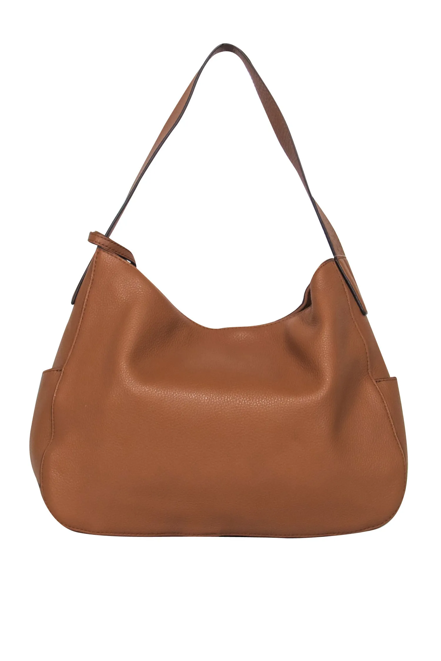 Michael Kors - Tan Pebbled Leather Hobo Bag w/ Fringe charm