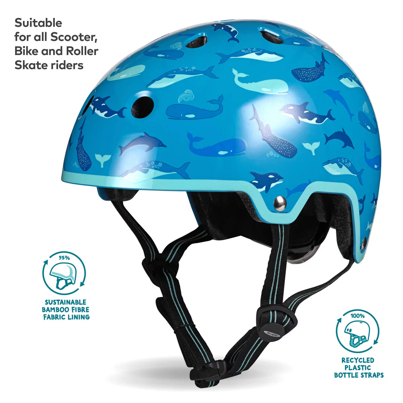 MICRO SCOOTERS Deluxe Premium Eco Sealife Helmet Small - Green