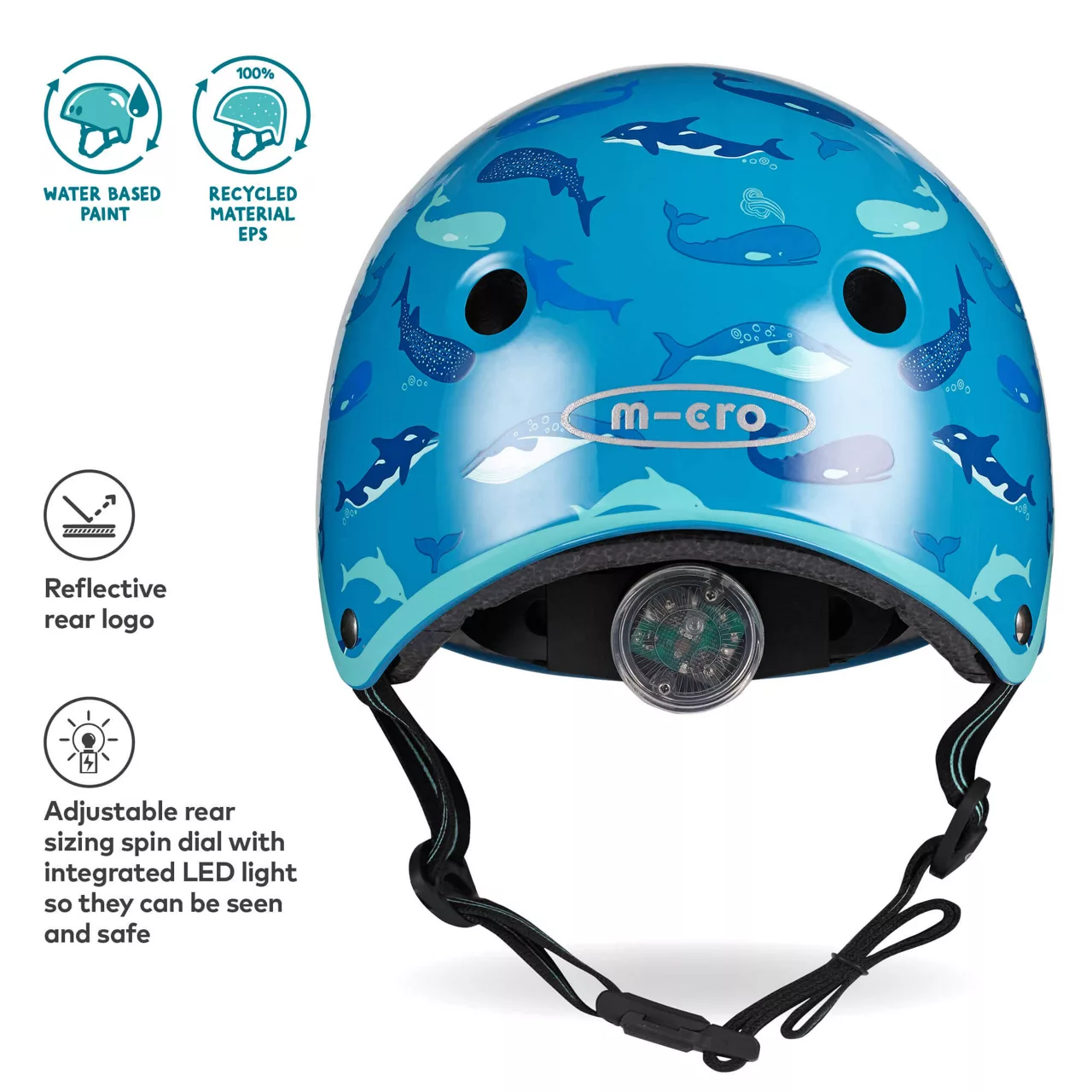 MICRO SCOOTERS Deluxe Premium Eco Sealife Helmet Small - Green