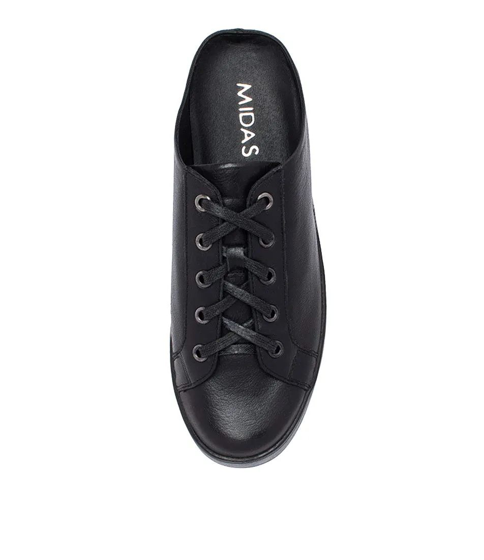 MIDAS Lippy Black Leather Sneakers Bs