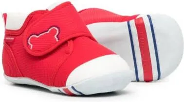 Miki House touch-strap cotton trainers Red