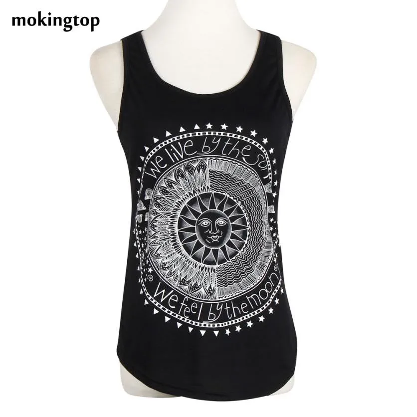 mokingtop Gothic Printed Tank Top Sleeveless Loose Women Summer Casual Vest Fitnes Crop Top Canotta Intima Donna#0512 SM6