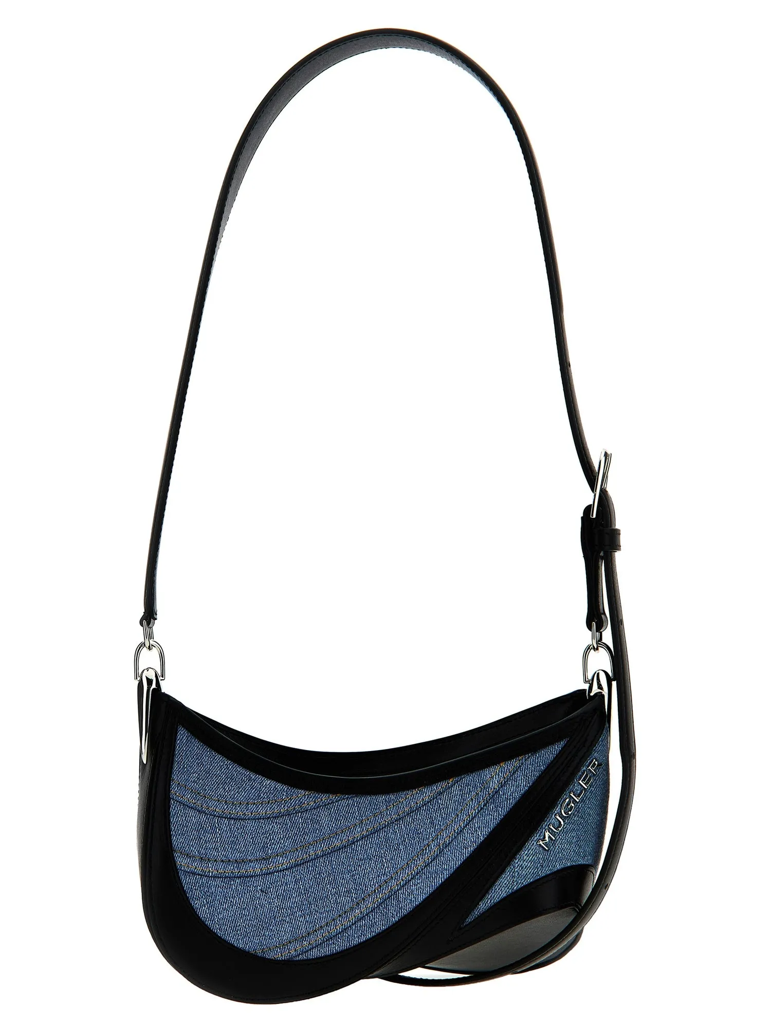 Mugler    Mugler 'Small Denim Spiral Curve 01' Shoulder Bag