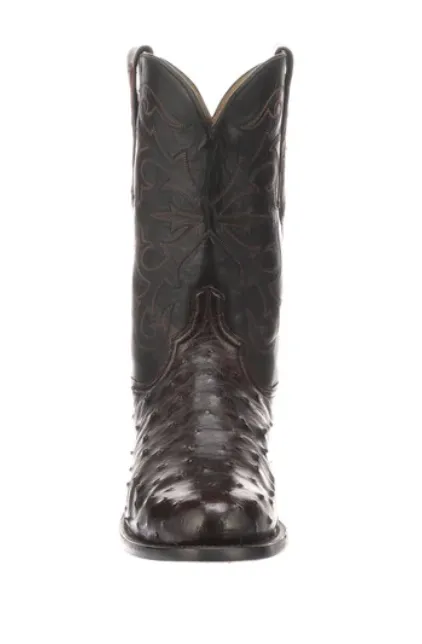 N3042.C2 - Lucchese Men's Hudson Boot - Black Cherry Full Quill Ostrich