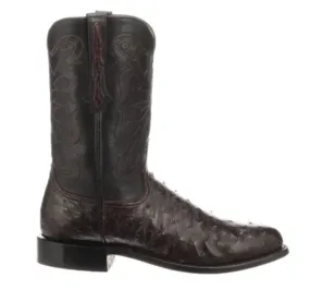 N3042.C2 - Lucchese Men's Hudson Boot - Black Cherry Full Quill Ostrich