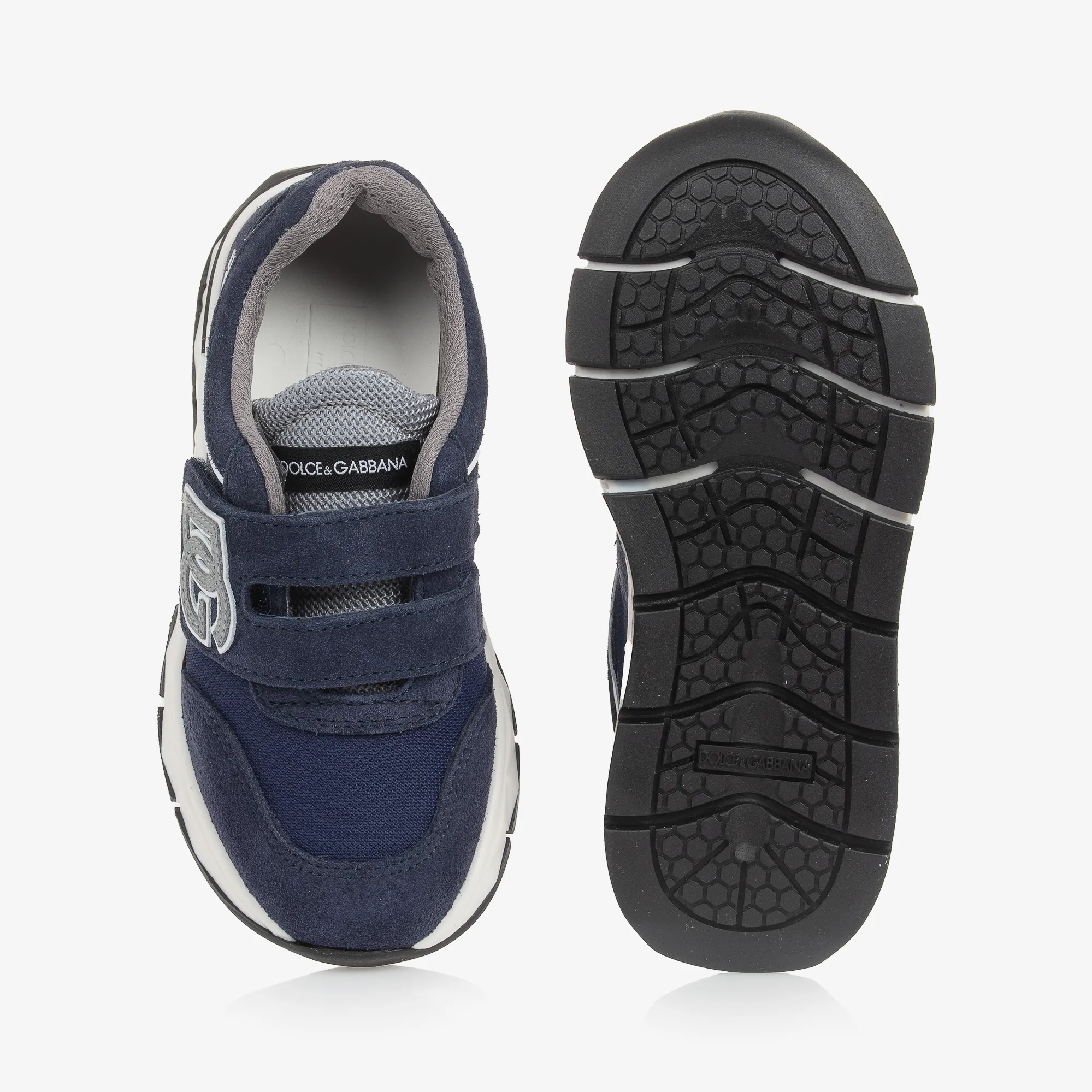 Navy Blue Suede Leather & Mesh Trainers