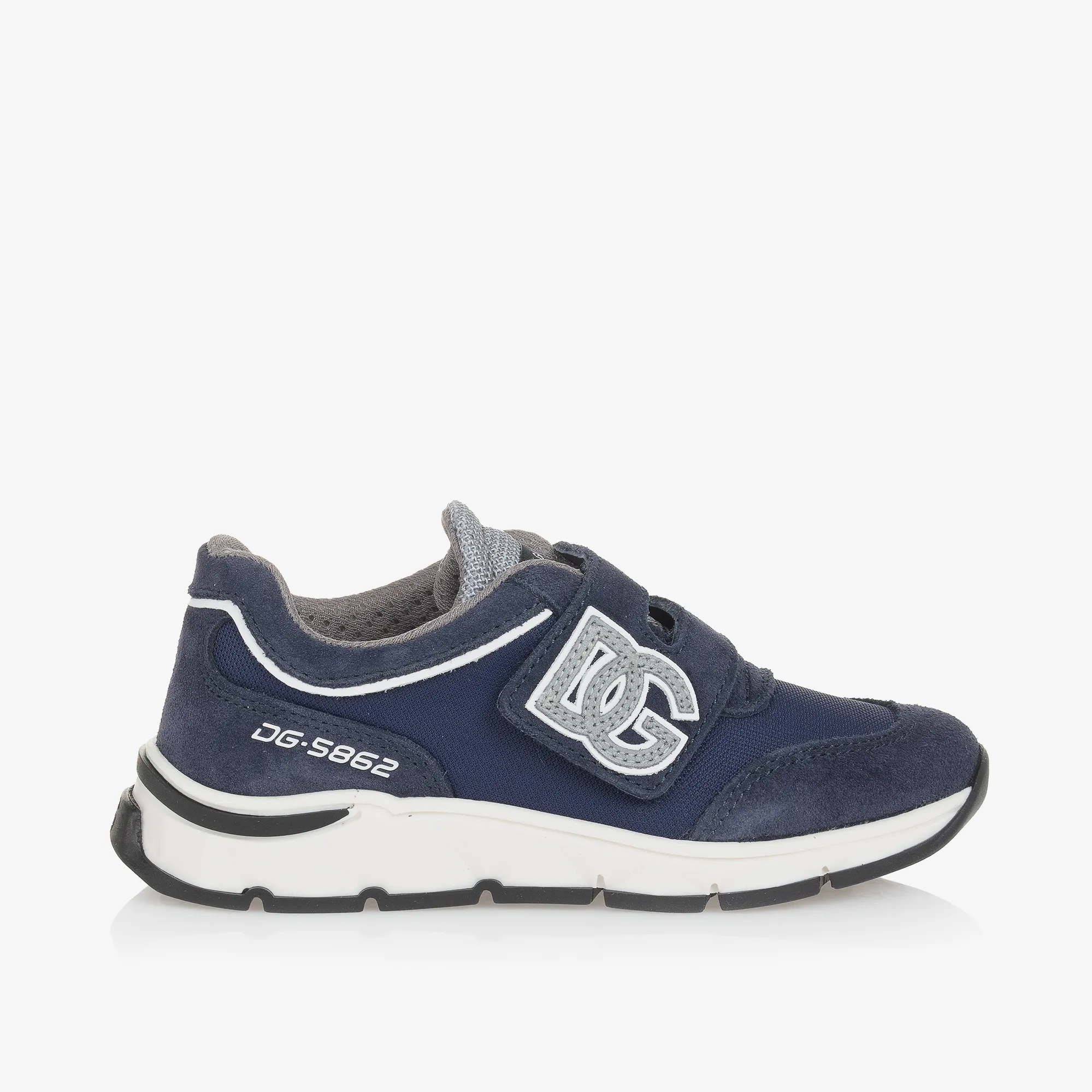 Navy Blue Suede Leather & Mesh Trainers