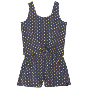 Navy Lemons Knotted Romper