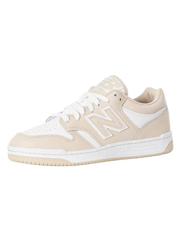 New Balance 480 Leather Trainers - White/Beige