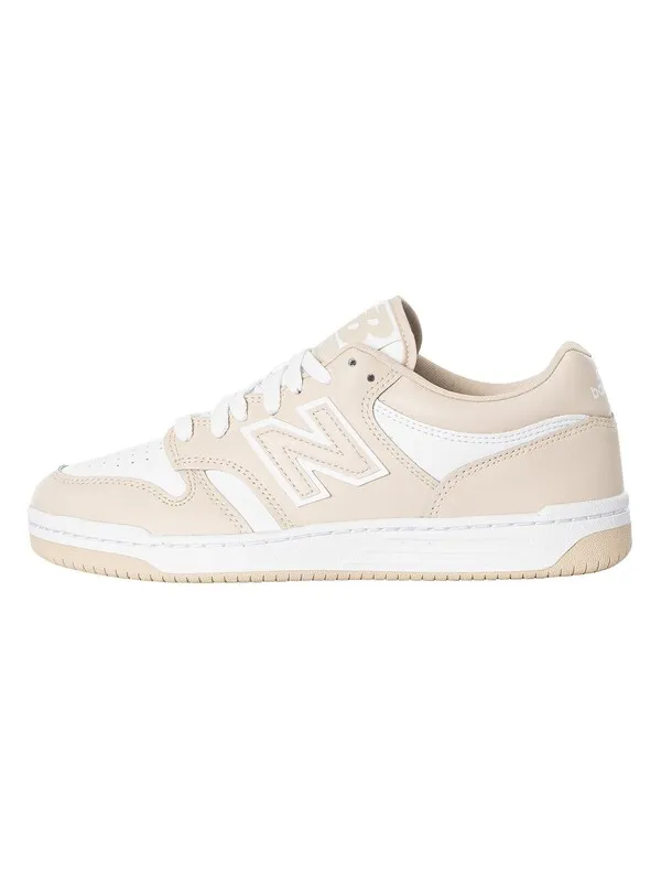 New Balance 480 Leather Trainers - White/Beige