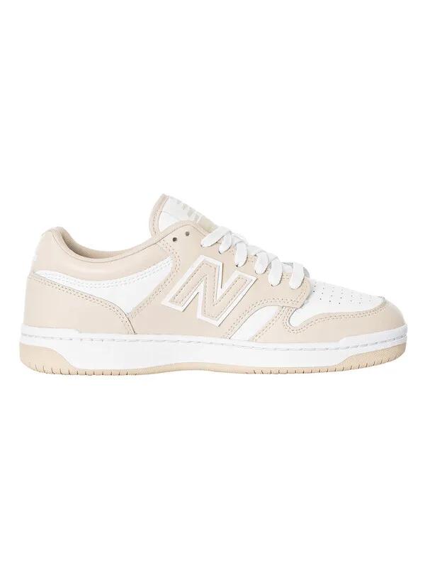 New Balance 480 Leather Trainers - White/Beige