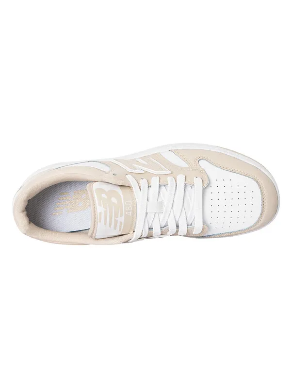 New Balance 480 Leather Trainers - White/Beige