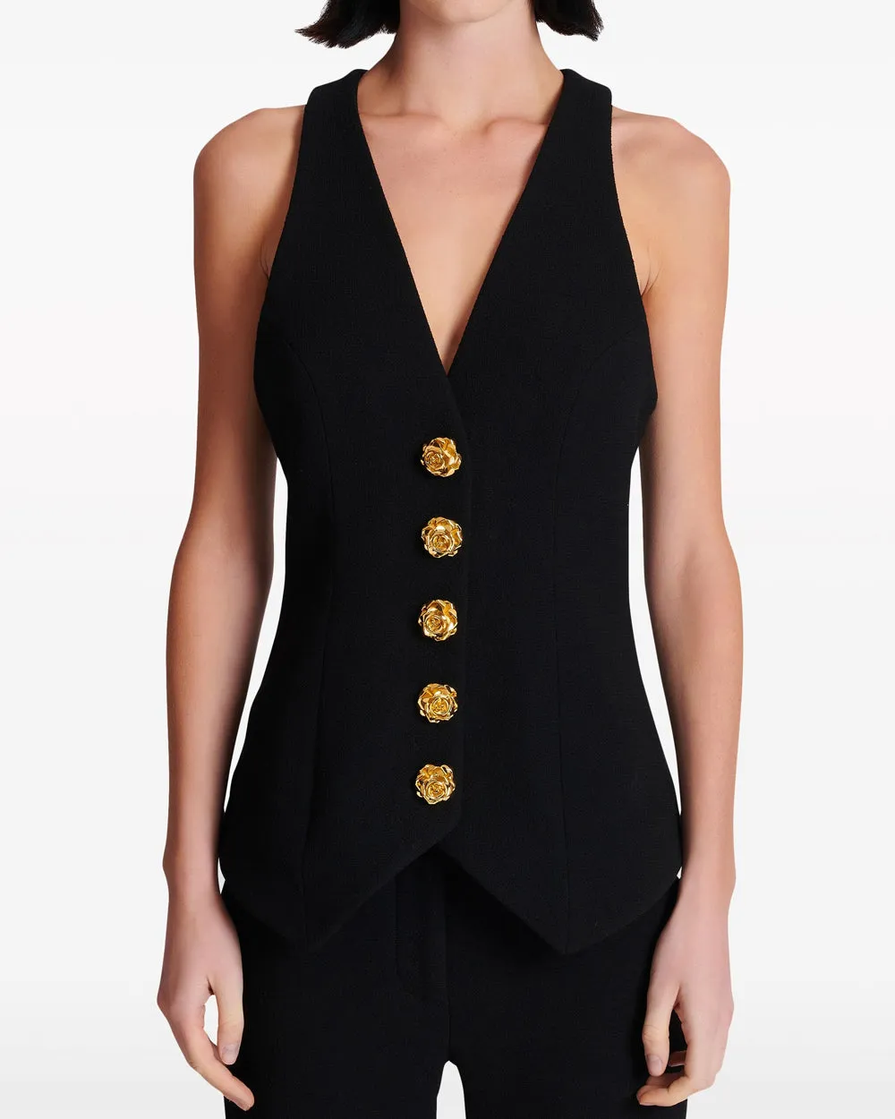 Noir Sleeveless Button Vest