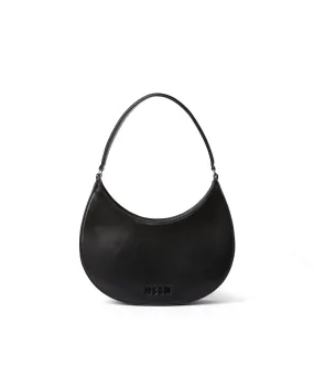 Opaque faux leather small Hobo shoulder bag Black