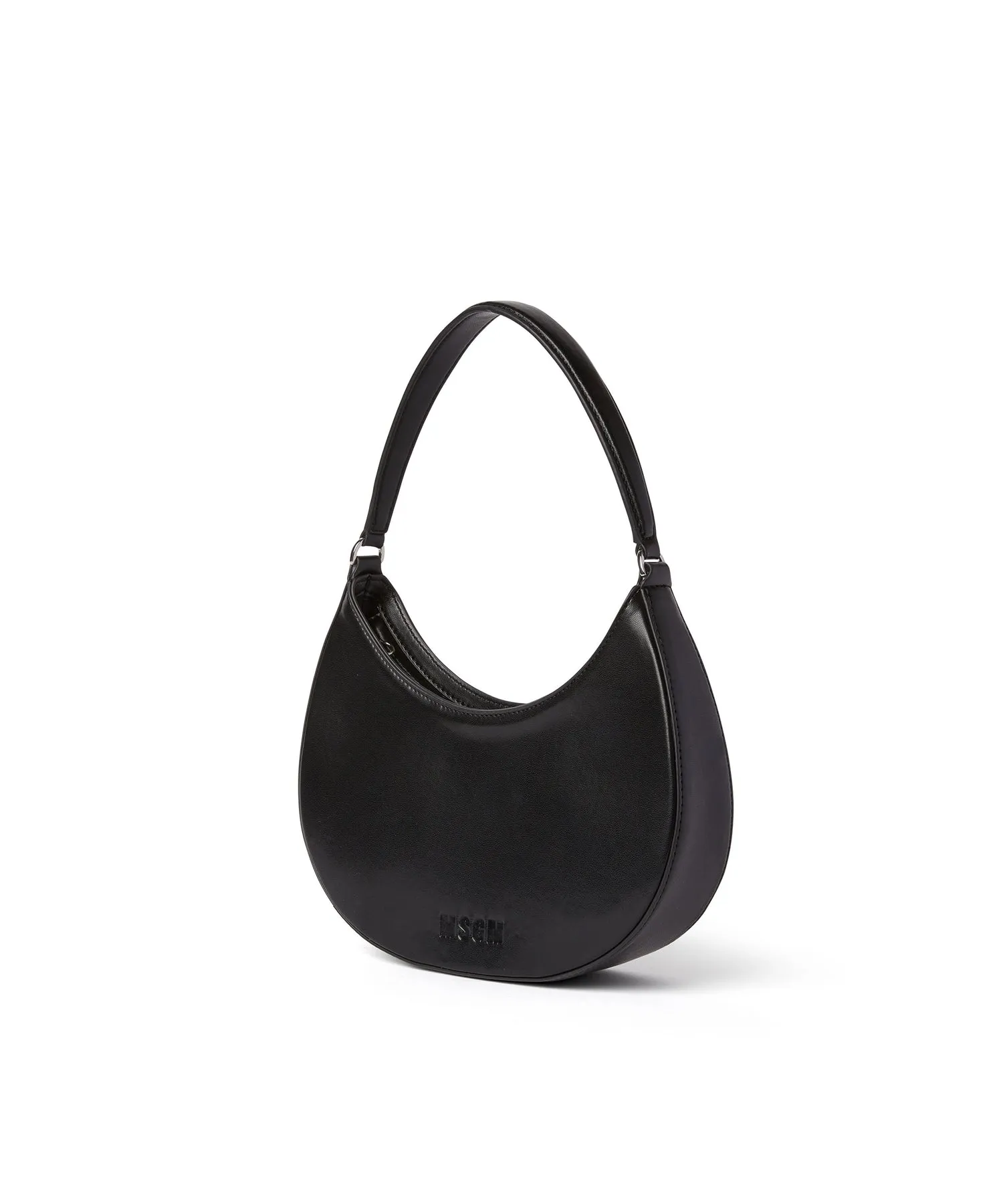 Opaque faux leather small Hobo shoulder bag Black