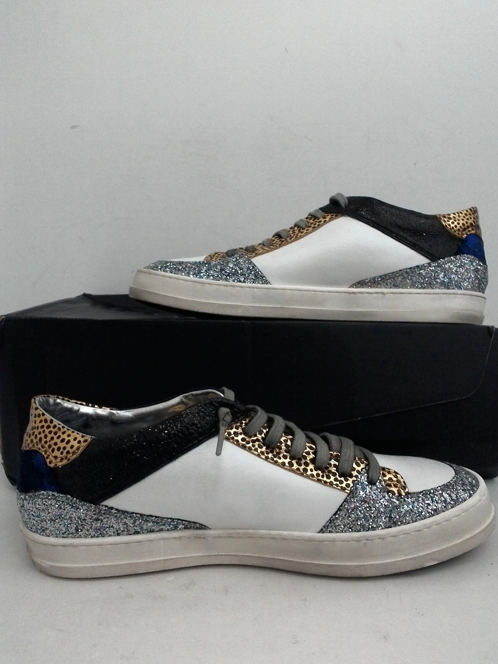 P448 YOU CAN SURF LATER Women's White, Blue, Gold Fashion Sneakers Size 40