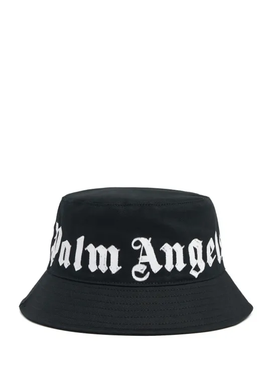 Palm Angels   Neck logo cotton bucket hat 