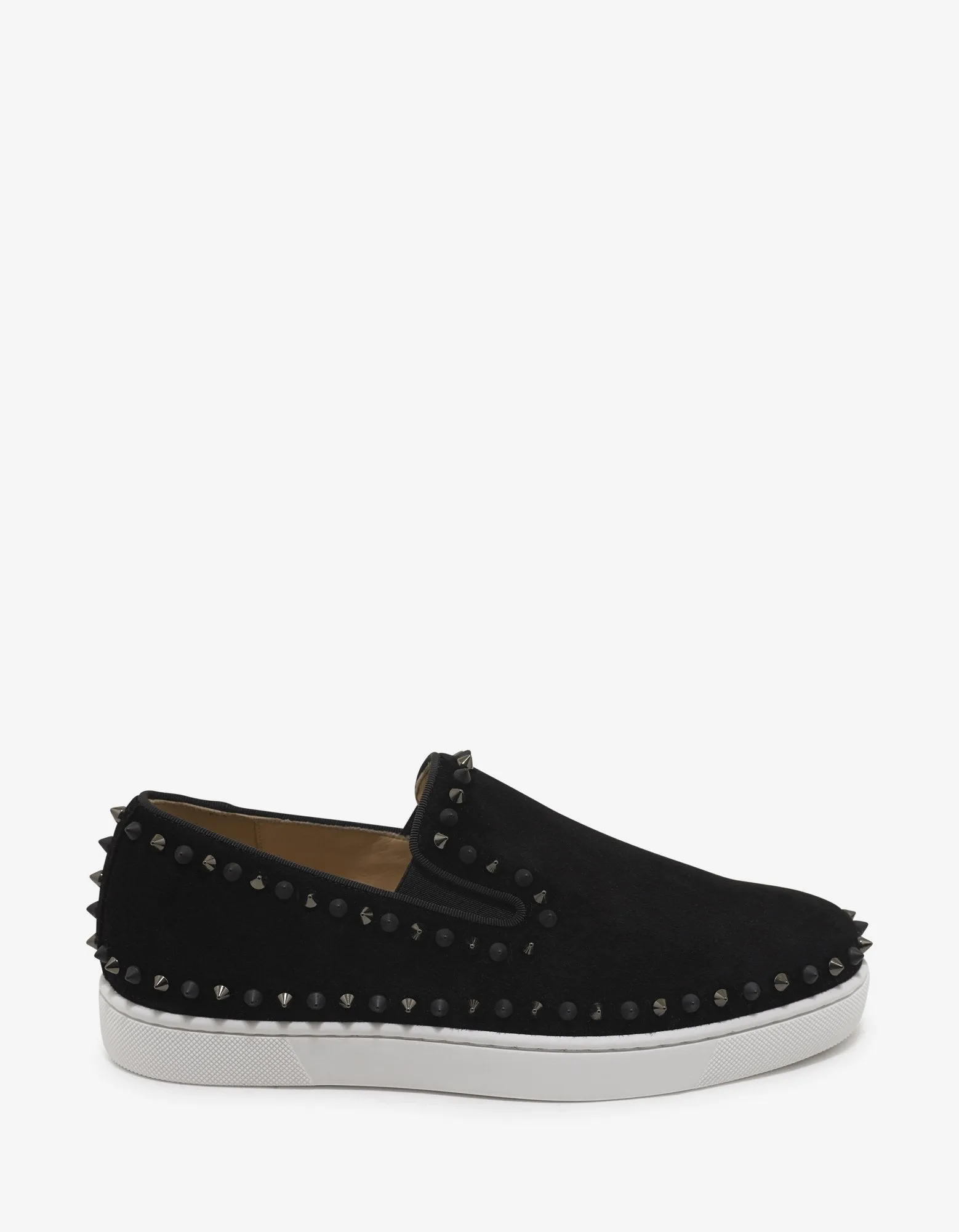 Pik Boat Flat Black Suede Mix Spikes Trainers -