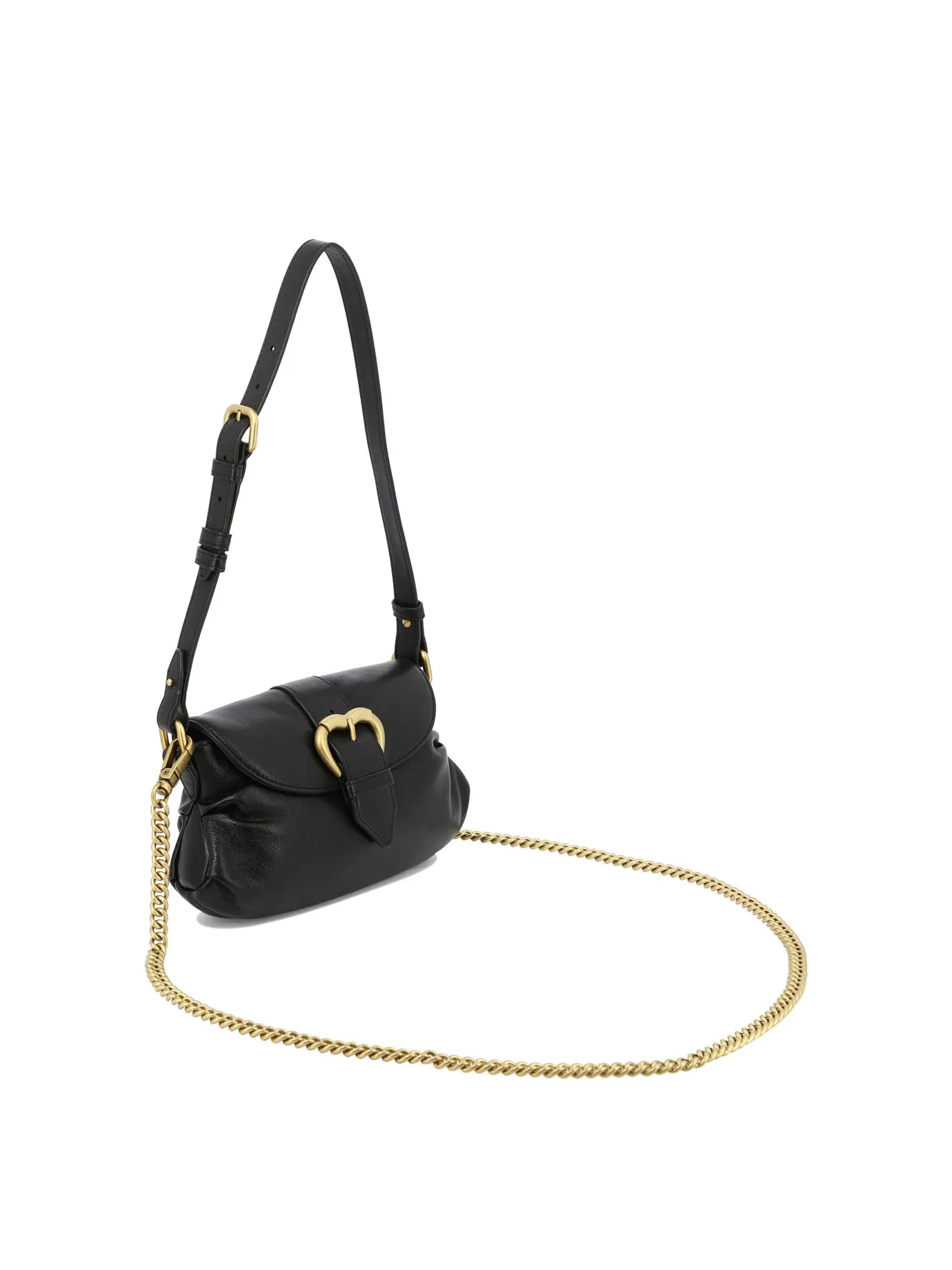 PINKO Mini Jolene Women's Black Leather Shoulder Bag, SS24