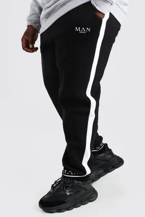 Plus Size MAN Roman Cuff Slim Fit Joggers | boohooMAN UK