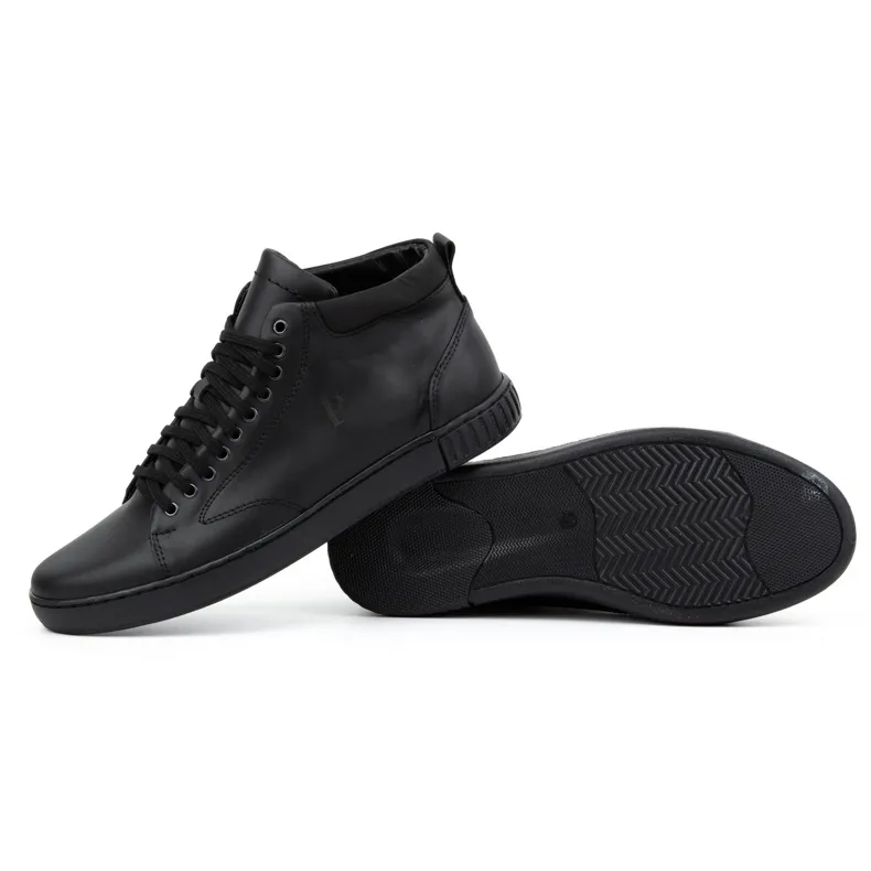 Polbut Men's leather sneakers 2108, black